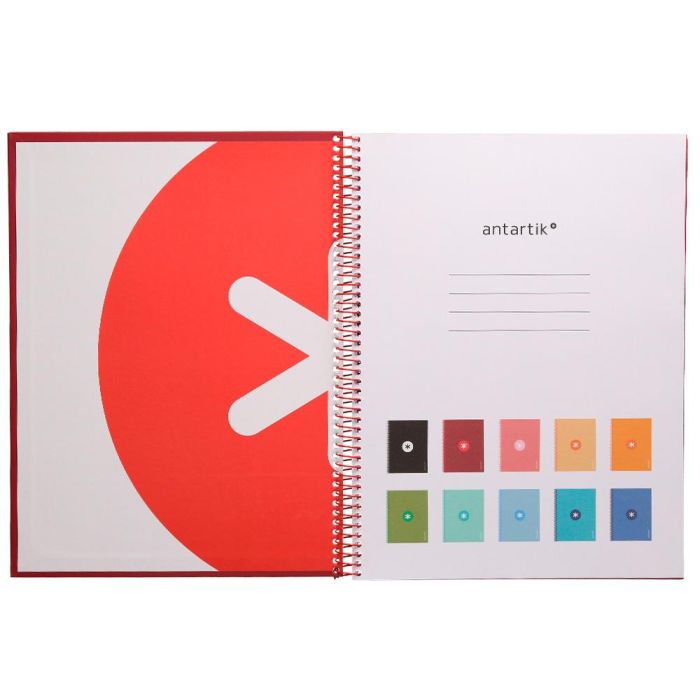 Cuaderno Espiral A4 Micro Antartik Tapa Forrada 80H 90 gr Cuadro 5 mm 1 Banda 4 Taladros Frambuesa