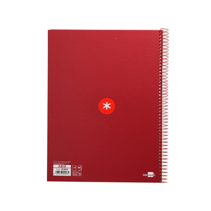 Cuaderno Espiral A4 Micro Antartik Tapa Forrada 80H 90 gr Cuadro 5 mm 1 Banda 4 Taladros Frambuesa 2