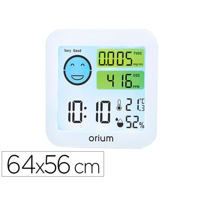 Medidor De Aire Orium Quaelis 20 Medidor De Co2 Y Cov Superficie 30 M2 Pantalla Lcd Color Blanco 8x2,5 X 8 cms