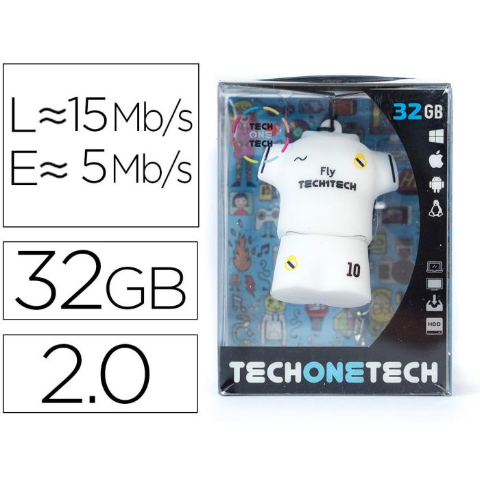 Memoria Usb Tech On Tech Equipacion Futbol Merengue 32 grb