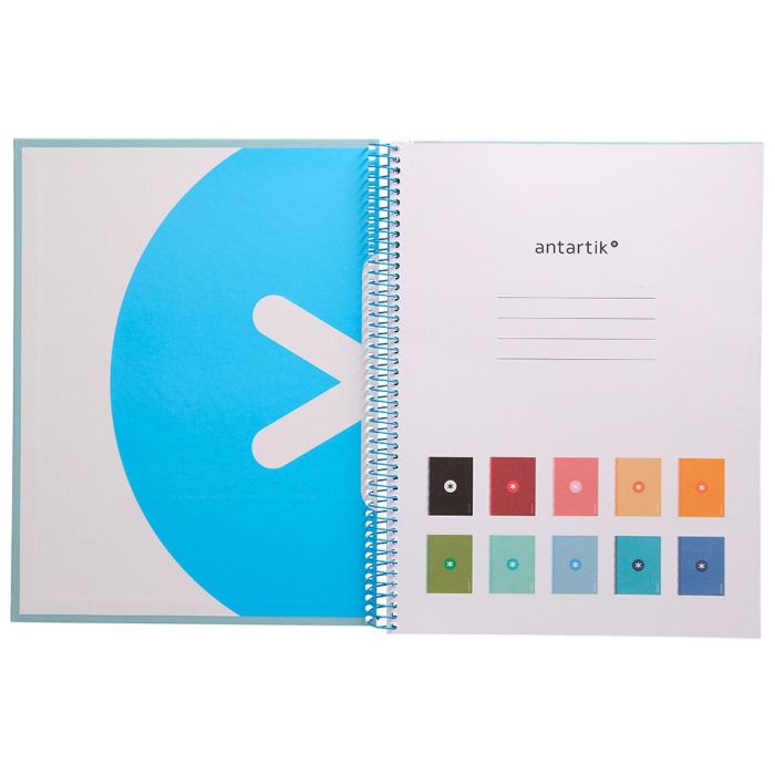 Cuaderno Espiral A4 Micro Antartik Tapa Forrada80H 90 gr Horizontal 1 Banda 4 Taladros Color Celeste 3