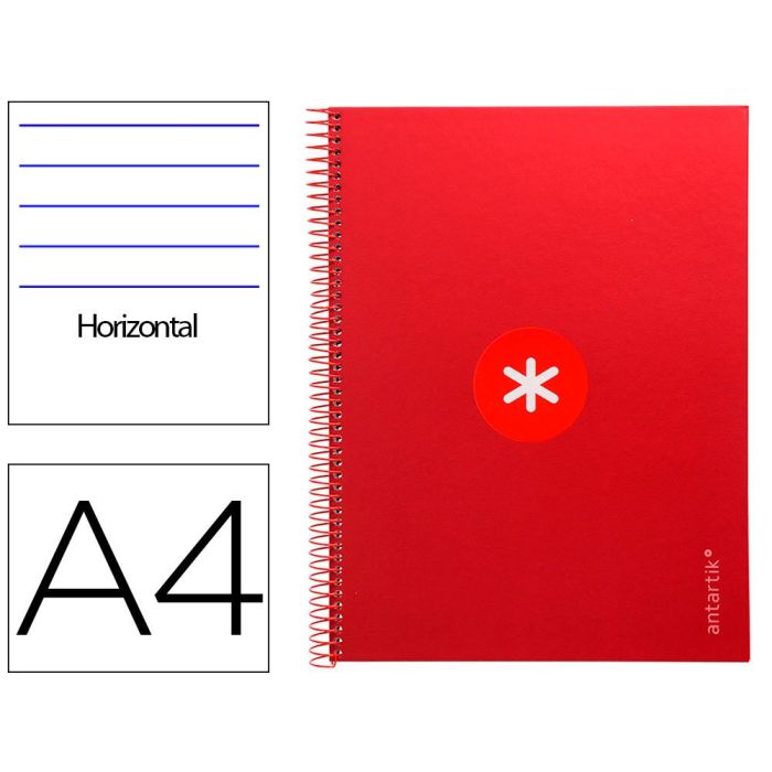 Cuaderno Espiral A4 Micro Antartik Tapa Forrada80H 90 gr Horizontal 1 Banda 4 Taladros Color Frambuesa