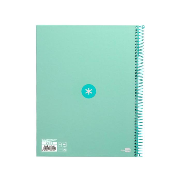 Cuaderno Espiral A4 Micro Antartik Tapa Forrada80H 90 gr Horizontal 1 Banda 4 Taladros Color Menta 2