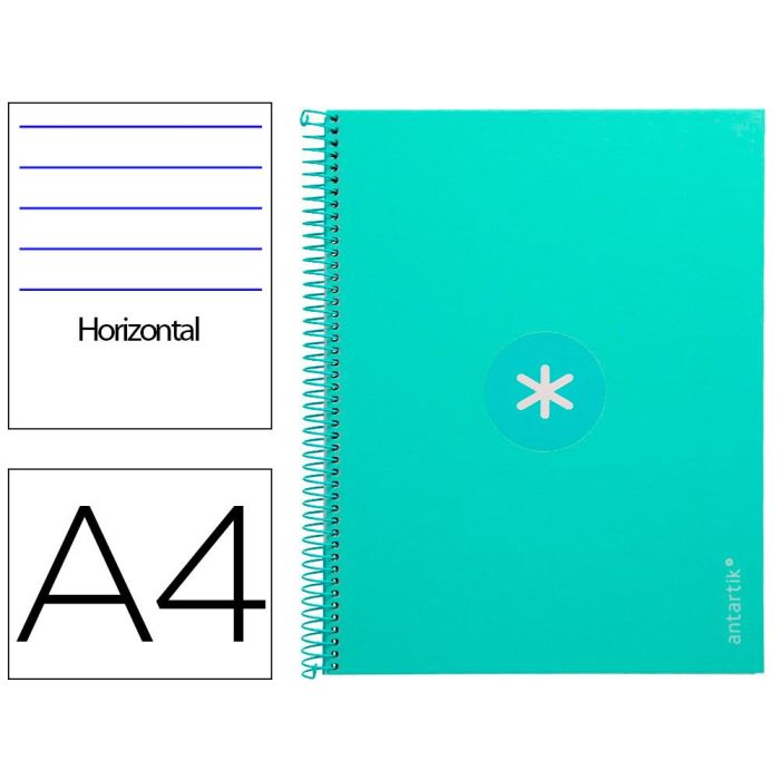 Cuaderno Espiral A4 Micro Antartik Tapa Forrada80H 90 gr Horizontal 1 Banda 4 Taladros Color Menta