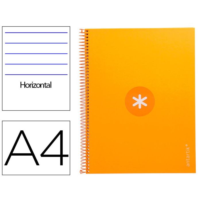 Cuaderno Espiral A4 Micro Antartik Tapa Forrada80H 90 gr Horizontal 1 Banda 4 Taladros Color Mostaza