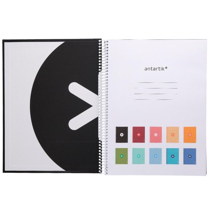 Cuaderno Espiral A4 Micro Antartik Tapa Forrada80H 90 gr Horizontal 1 Banda 4 Taladros Color Negro 1