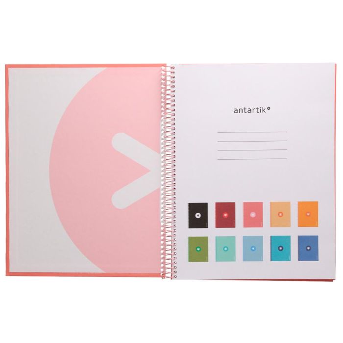 Cuaderno Espiral A4 Micro Antartik Tapa Forrada80H 90 gr Horizontal 1 Banda 4 Taladros Color Rosa Claro 3