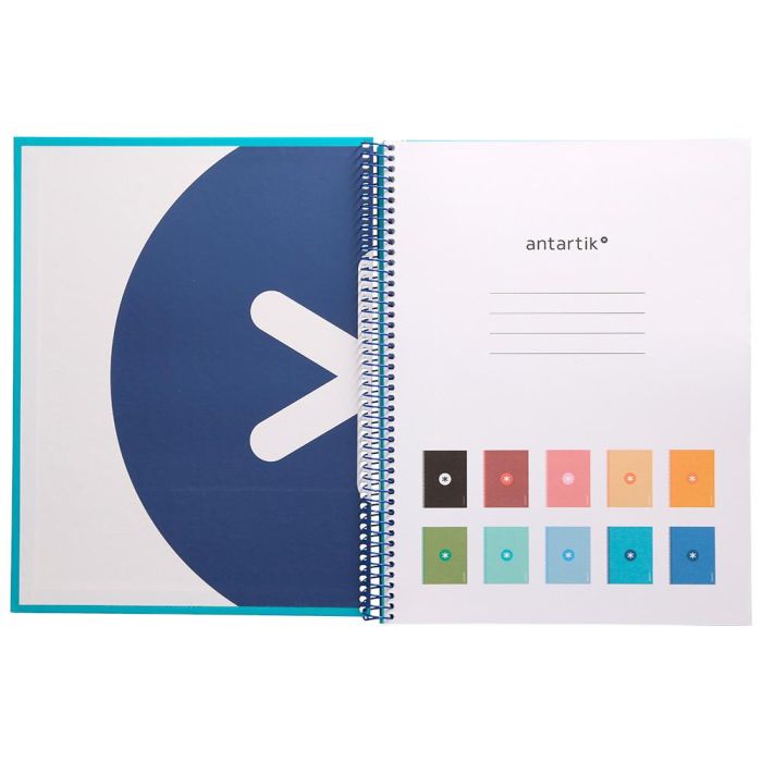 Cuaderno Espiral A4 Micro Antartik Tapa Forrada80H 90 gr Horizontal 1 Banda 4 Taladros Color Turquesa 3