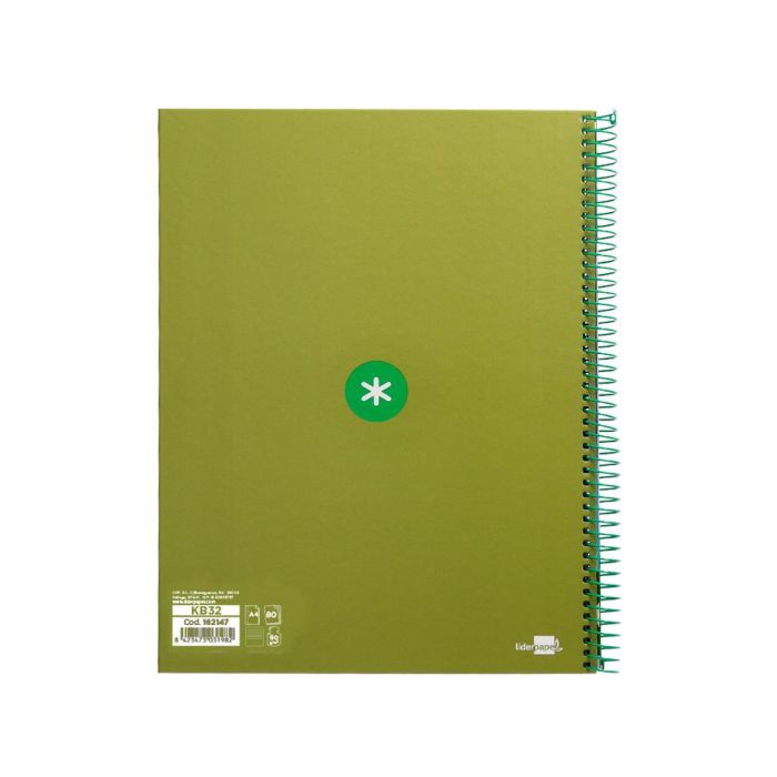 Cuaderno Espiral A4 Micro Antartik Tapa Forrada80H 90 gr Horizontal 1 Banda 4 Taladros Color Verde 1