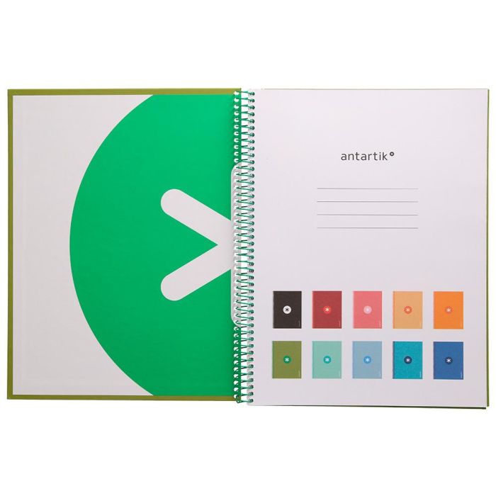 Cuaderno Espiral A4 Micro Antartik Tapa Forrada80H 90 gr Horizontal 1 Banda 4 Taladros Color Verde 2