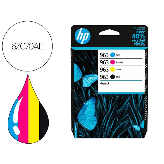 HP Paquete de 4 cartuchos de tinta Original 963 negro/cian/magenta/amarillo