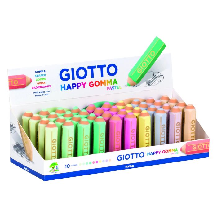 Goma De Borrar Giotto Happy Gomma Pastel Forma De Lapiz 40 unidades 1