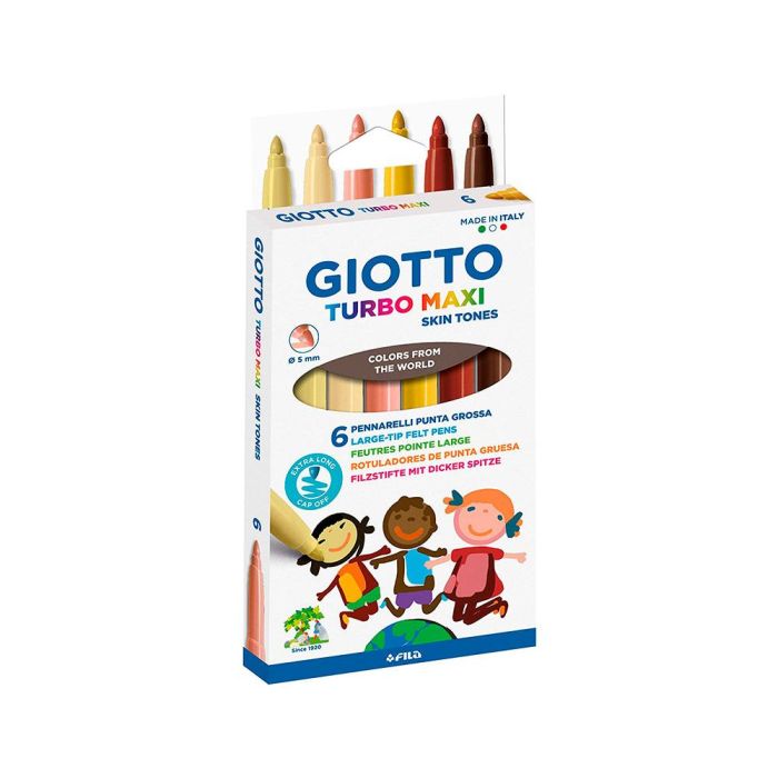 Rotulador Giotto Turbo Maxi Skin Tones Lavable Punta Bloqueada Caja De 6 Colores Surtidos 1