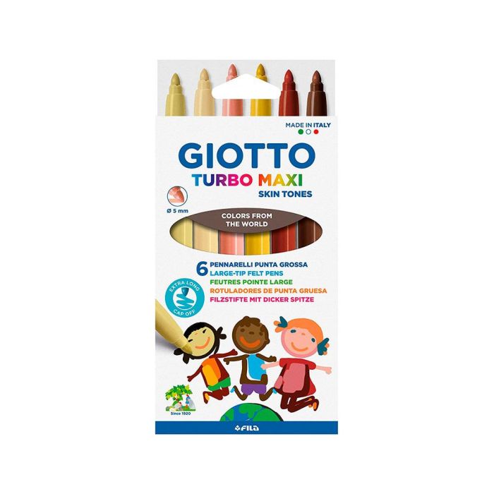 Rotulador Giotto Turbo Maxi Skin Tones Lavable Punta Bloqueada Caja De 6 Colores Surtidos 1