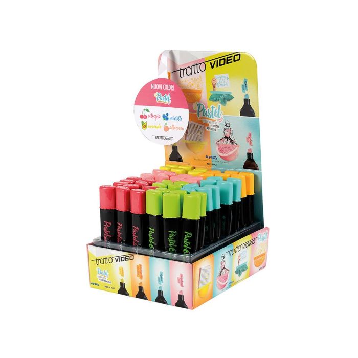 Rotulador Tratto Video Pastel Fluorescente Expositor De 48 Unidades Colores Surtidos