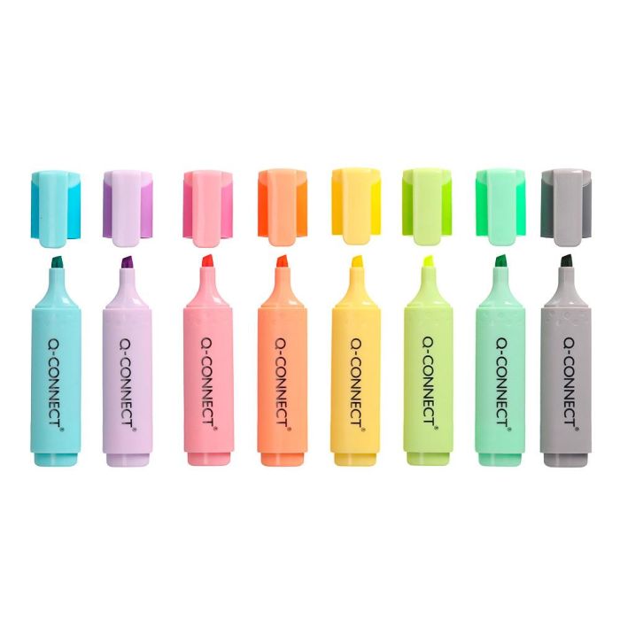 Rotulador Q-Connect Fluorescente Pastel Punta Biselada Estuche De Sobremesa 8 Colores Surtidos 1