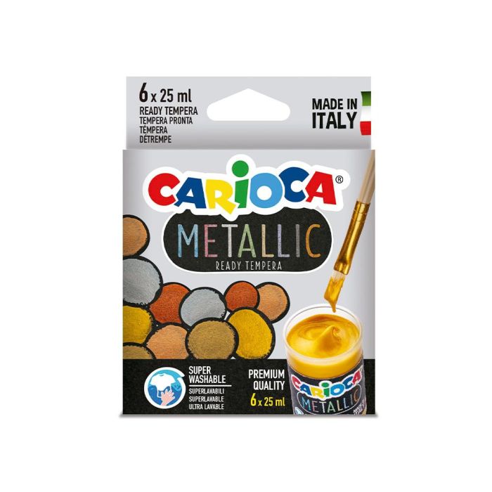 Tempera Escolar Carioca Metallic Bote 25 mL Caja De 6 Colores Surtidos 1