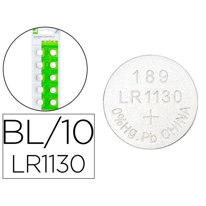 Pila Q-Connect Tipo Boton Alcalina Lr54 1.5 V Blister De 10 Unidades