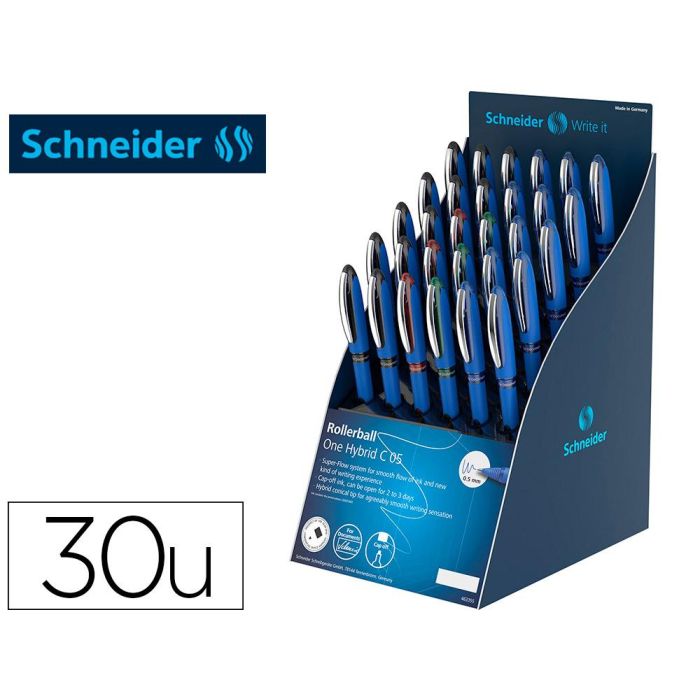 Roller Schneider One Hybrid Punta Conica 0,5 mm Expositor De 30 Unidades Colores Surtidos 168x315x218 mm