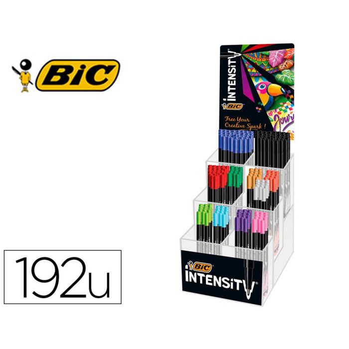 Rotulador Bic Intensity Fine Punta De Fibra 0,4 mm Expositor 192 Unidades Colores Surtidos 160x130x345 mm