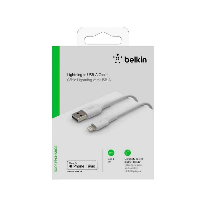 Cable USB a Lightning Belkin CAA001BT1MWH Blanco 1 m (1 unidad) 2