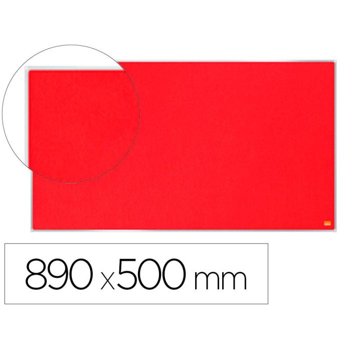 Tablero De Anuncios Nobo Impression Pro Fieltro Rojo Formato Panoramico 40-' 890x500 mm