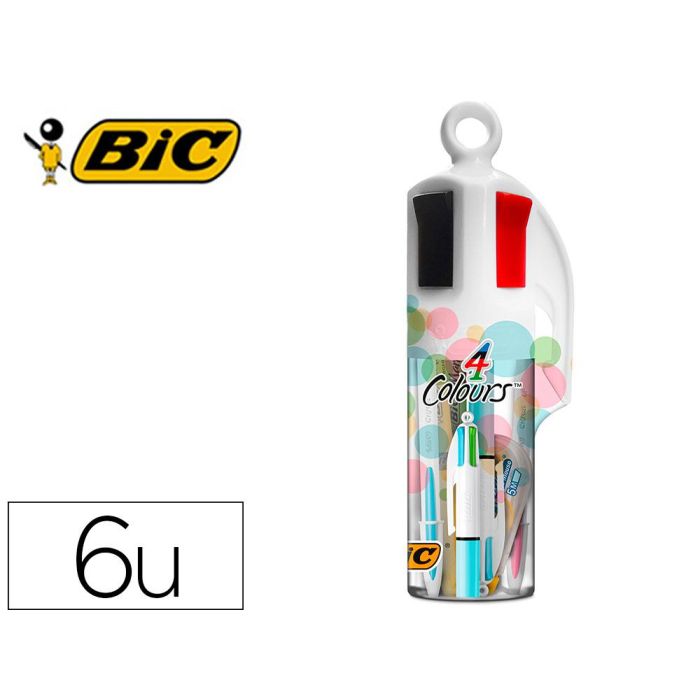 Set Bic Megatubo Pastel 2 Cristal Up + 1 Cuatro Colores Pastel + 2 Fluorescentes Grip Pastel + 1 Corrector Mini