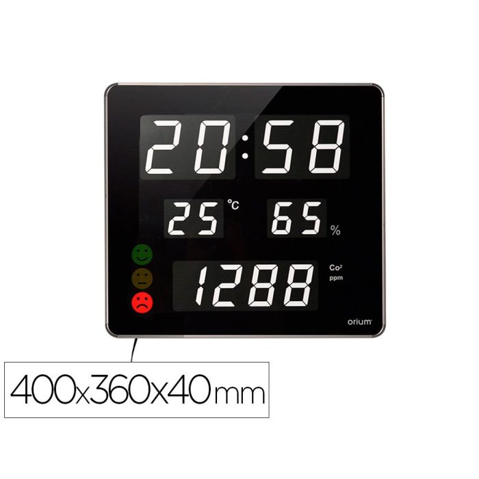 Reloj Orium Cep Con Medidor De Co2 Pantalla Led Alarma Personalizable Y Sensor De Infrarrojos 400x360x40 mm