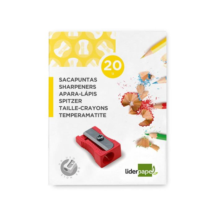 Sacapuntas Liderpapel Metalico Cuña 1 Uso Color Rojo 20 unidades 3