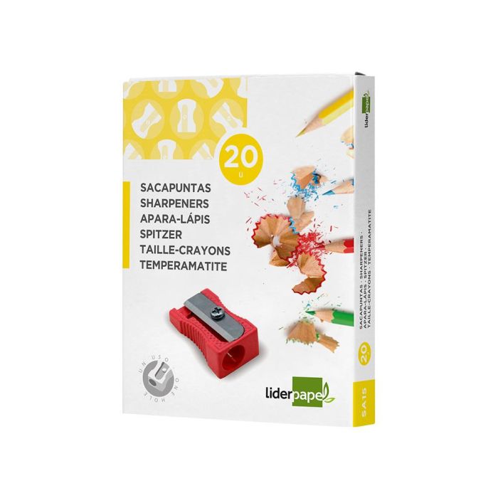 Sacapuntas Liderpapel Metalico Cuña 1 Uso Color Rojo 20 unidades 4