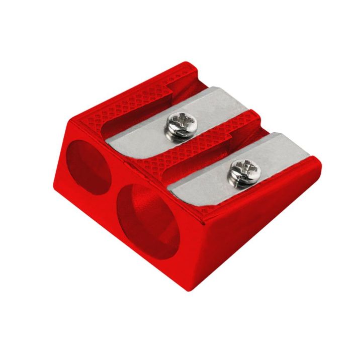 Sacapuntas Liderpapel Metalico Cuña 2 Usos Color Rojo 20 unidades