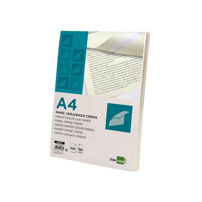 Papel Verjurado Liderpapel A4 180 gr-M2 Crema Paquete De 100 Hojas 3