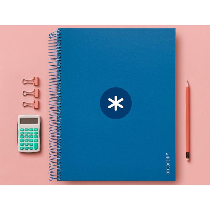 Cuaderno Espiral A4 Micro Antartik Tapa Forrada120H 100 gr Cuadro 5 mm 5 Banda4 Taladros Color Azul Marino 2