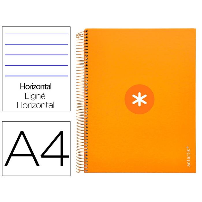 Cuaderno Espiral A4 Micro Antartik Tapa Forrada 120H 90 gr Horizontal 5 Bandas 4 Taladros Color Mostaza