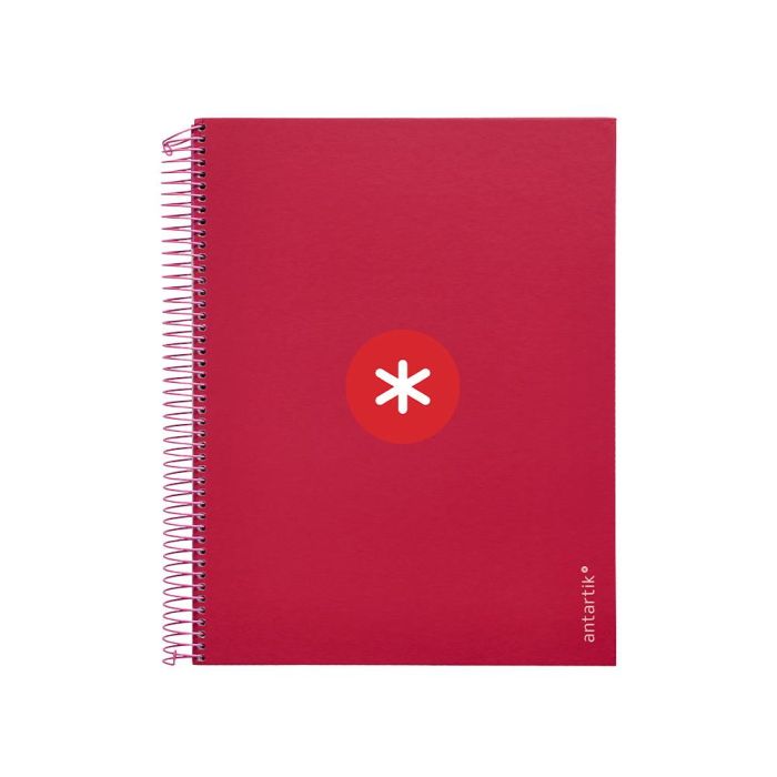 Cuaderno Espiral A4 Micro Antartik Tapa Forrada120H 100 gr Horizontal 5 Banda4 Taladros Color Frambuesa 1