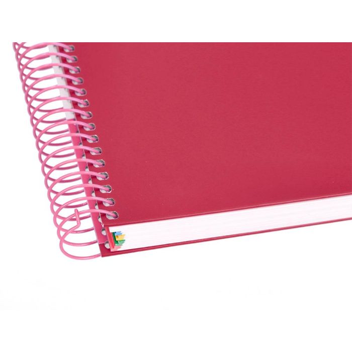 Cuaderno Espiral A4 Micro Antartik Tapa Forrada120H 100 gr Horizontal 5 Banda4 Taladros Color Frambuesa 3