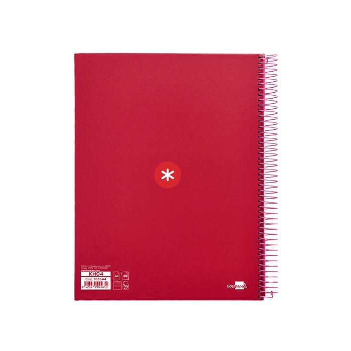 Cuaderno Espiral A4 Micro Antartik Tapa Forrada 120H 90 gr Horizontal 5 Bandas 4 Taladros Color Frambuesa 2