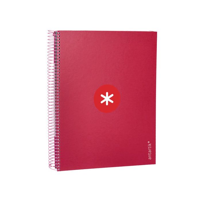 Cuaderno Espiral A4 Micro Antartik Tapa Forrada 120H 90 gr Horizontal 5 Bandas 4 Taladros Color Frambuesa 4