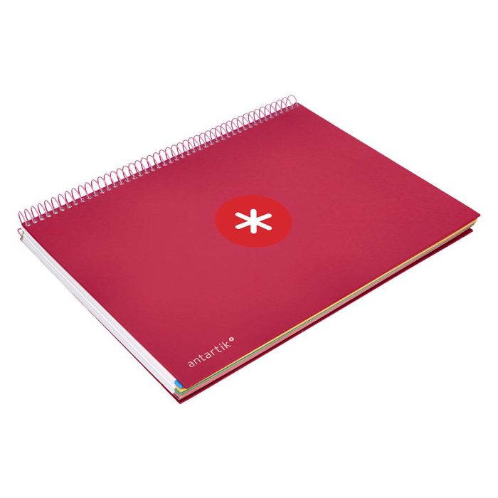 Cuaderno Espiral A4 Micro Antartik Tapa Forrada 120H 90 gr Horizontal 5 Bandas 4 Taladros Color Frambuesa 5