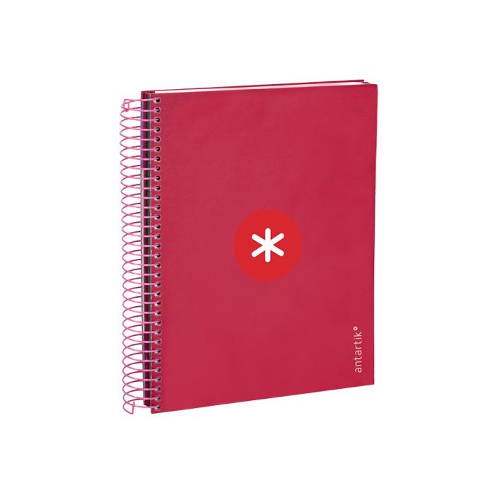 Cuaderno Espiral A5 Micro Antartik Tapa Forrada120H 90 gr Cuadro 5 mm 5 Bandas6 Taladros Color Frambuesa