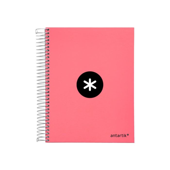 Cuaderno Espiral A5 Micro Antartik Tapa Forrada120H 100 gr Horizontal 5 Banda6 Taladros Color Coral 1