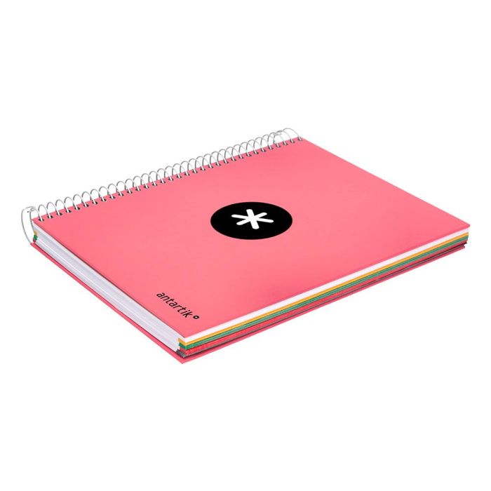 Cuaderno Espiral A5 Micro Antartik Tapa Forrada120H 100 gr Horizontal 5 Banda6 Taladros Color Coral 5