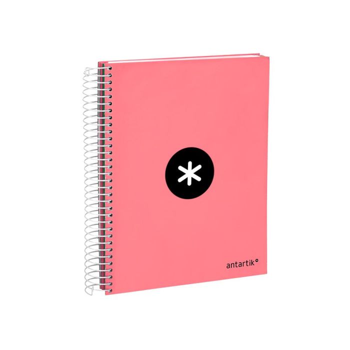 Cuaderno Espiral A5 Micro Antartik Tapa Forrada120H 90 gr Liso 5 Bandas 6 Taladros Color Coral 1