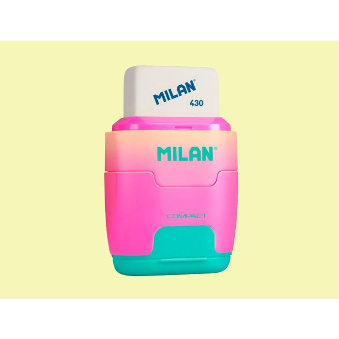 Sacapuntas Milan Compact Sunset Plastico 2 Usos Con Goma De Borrar Colores Surtidos 2