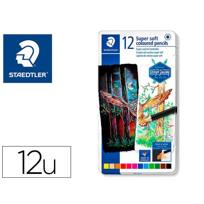 Lapices De Colores Staedtler Super Soft Caja Metal De 12 Colores Surtidos