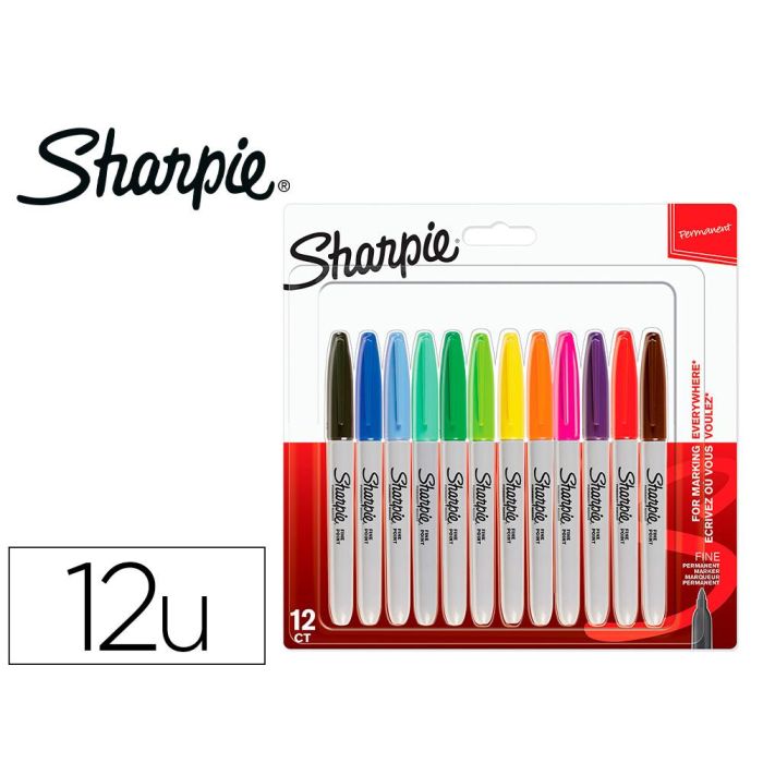 Rotulador Sharpie Permanente Fino Blister 12 Unidades Colores Surtidos