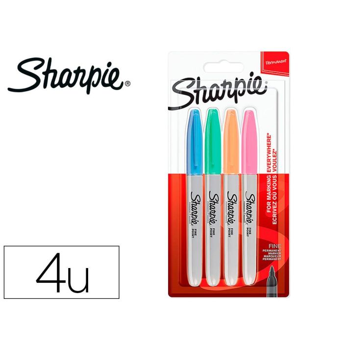 Sharpie Marcador Permanente Fine Punta Redonda 0.9 mm C-Surtidos Pastel Blíster 4 Ud