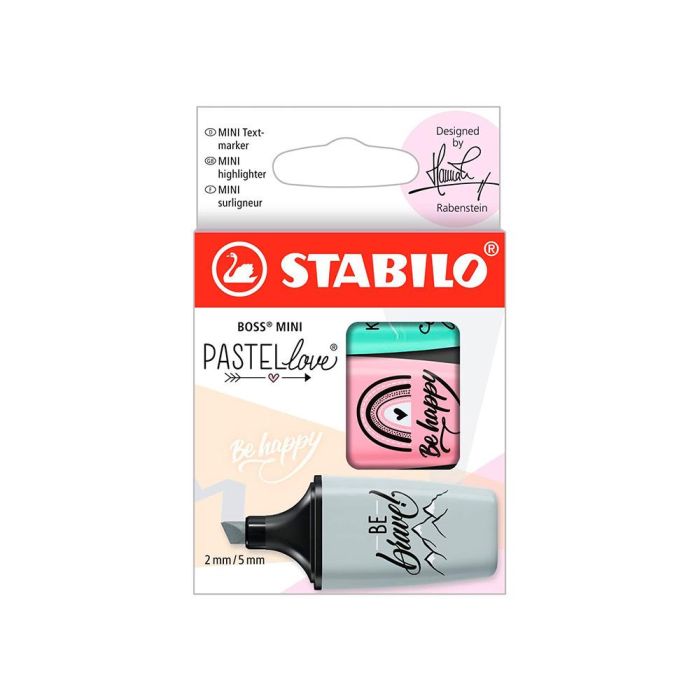 Rotulador Stabilo Boss Mini Pastel Love Estuche De 3 Unidades Pizca De Menta-Rubor Rosa-Toque De Turquesa 1