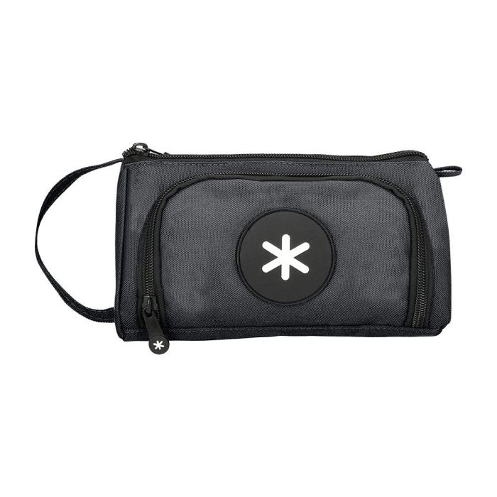 Bolso Escolar Portatodo Antartik Con Bolsillo Delantero Desplegable Color Negro 110x85X200 mm