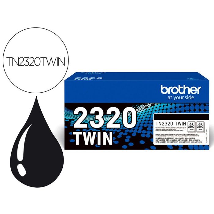 Toner Brother Tn-2320 Dcpl2520Dw -2540D- Mfcl2700Dw - 2720Dw - 2740Dw Negro 2600 Paginas Pack 2 Unidades